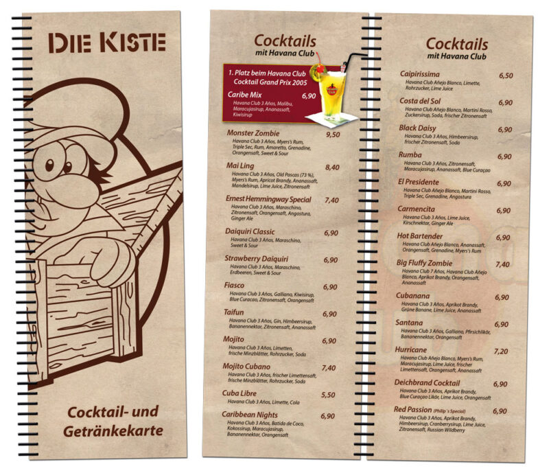 Grafikdesign-Getränkekarte-Cocktailkarte_DIE-KISTE_janeckhardt Cuxhaven